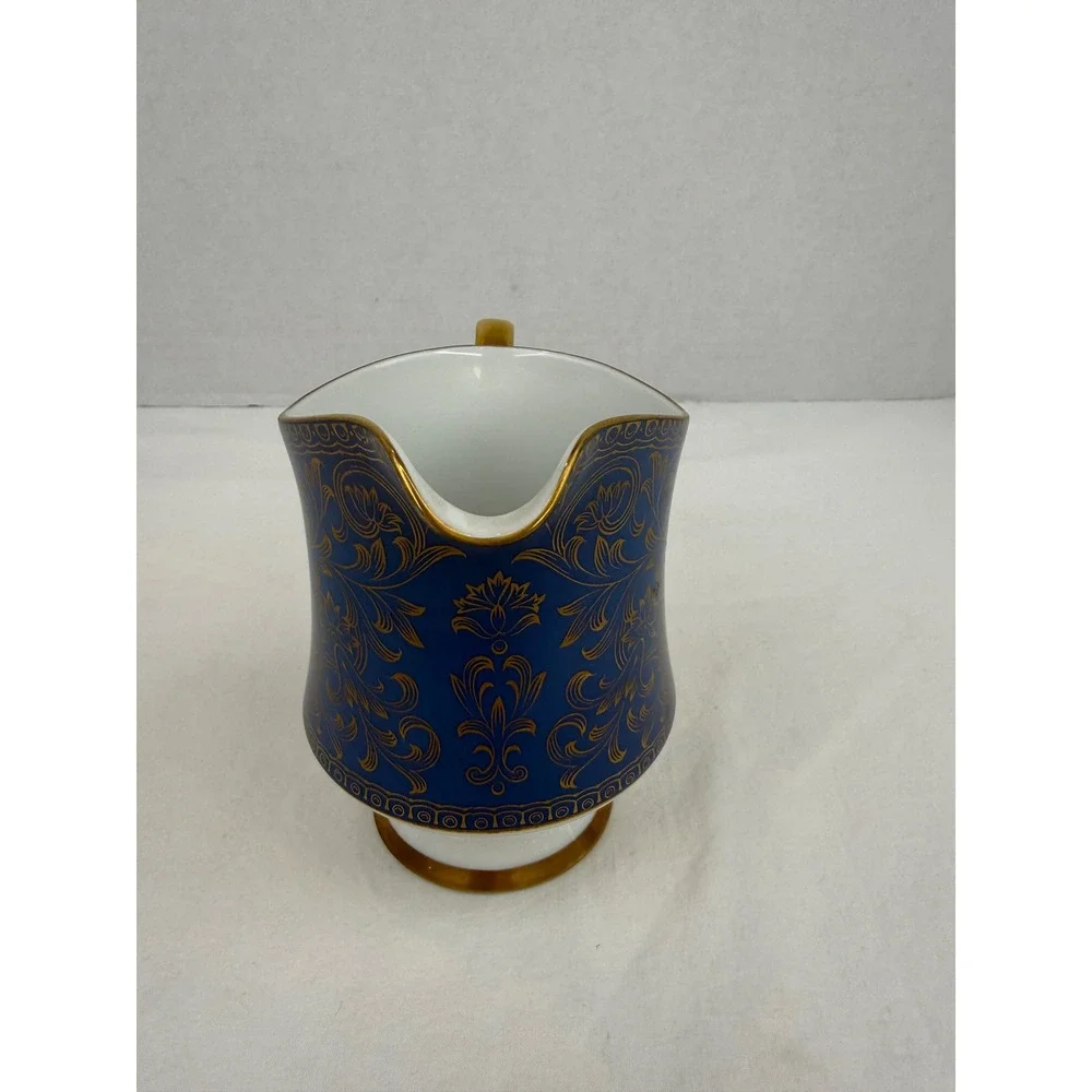 Sango China Aristocrat 3690 Creamer Pitcher Cobalt Blue Gold Filigree‎ Japan